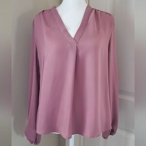 V-Neck Blouse Lantern Flowy Dusty Pink Mauve